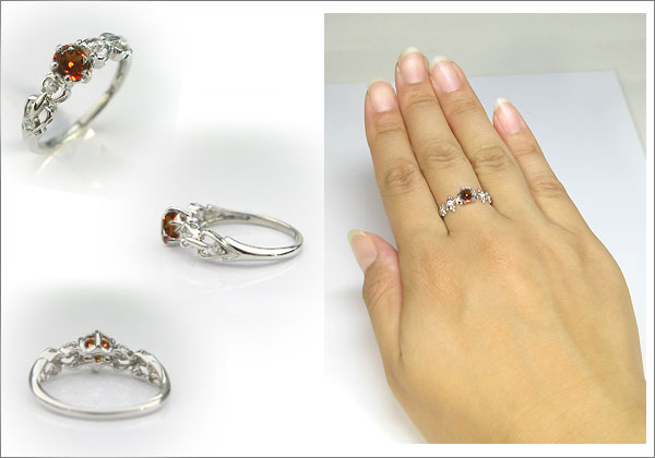 婚約指輪:ガーネット:リング:K18:大粒:エンゲージリング