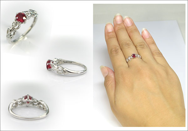 婚約指輪:ルビー:リング:K10:大粒:エンゲージリング