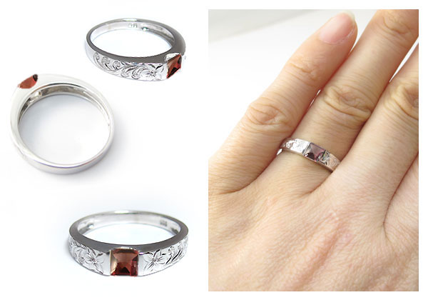 ロードライトガーネット・10金・リング・大粒・シルバー