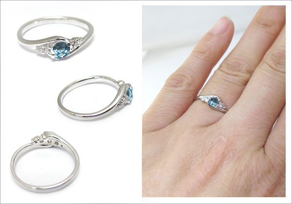 婚約指輪:ブルートパーズ:リング:大粒:エンゲージリング