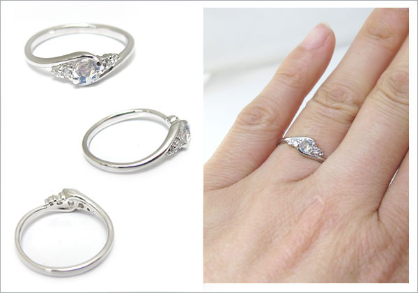 婚約指輪:ロイヤルブルームーンストーン:リング:大粒:エンゲージリング