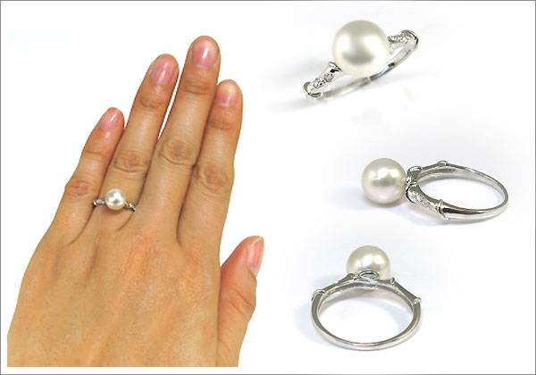 あこや本真珠:指輪:18金:ピンキーリング:パール