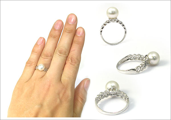 あこや本真珠:指輪:18金:ピンキーリング:パール