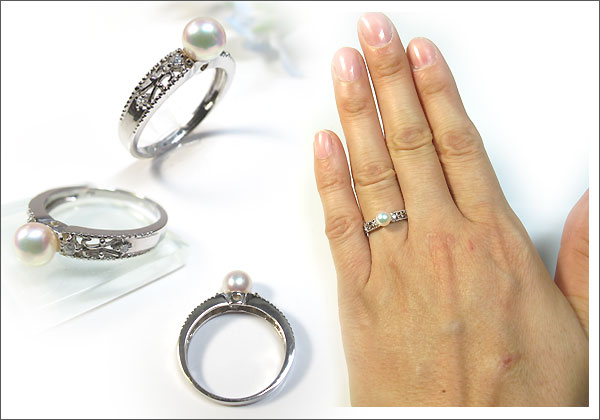 あこや本真珠:指輪:10金:ピンキーリング:パール