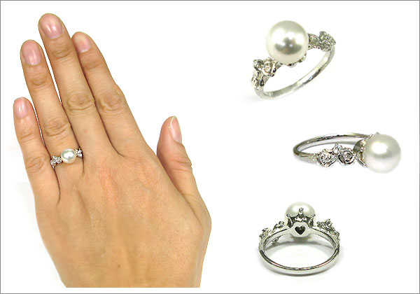 あこや本真珠:指輪:プラチナ:ピンキーリング:パール