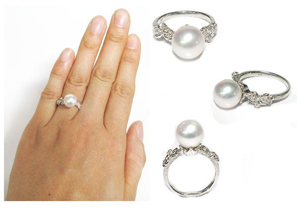 あこや本真珠:指輪:プラチナ:ピンキーリング:パール