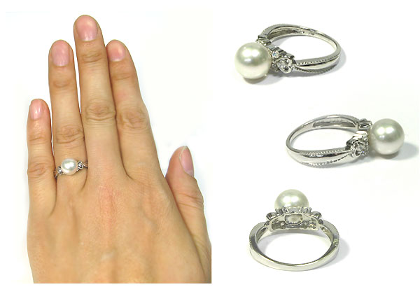 あこや本真珠:指輪:18金:ピンキーリング:パール