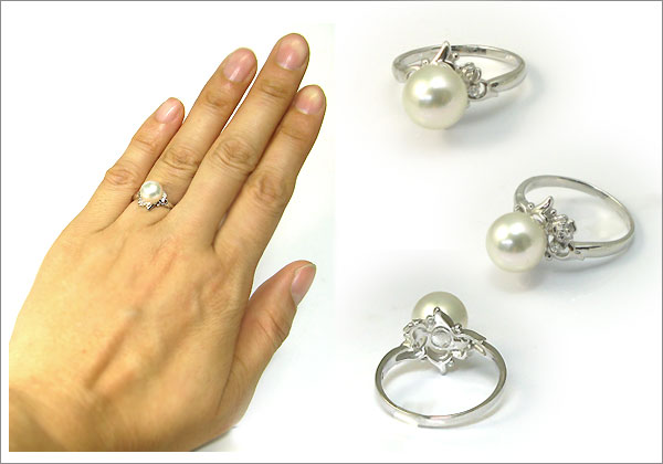 あこや本真珠:指輪:10金:ピンキーリング:パール