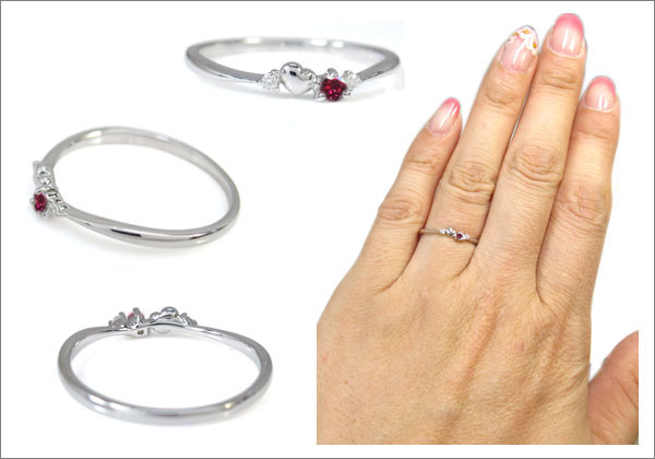 ハート 華奢 リング