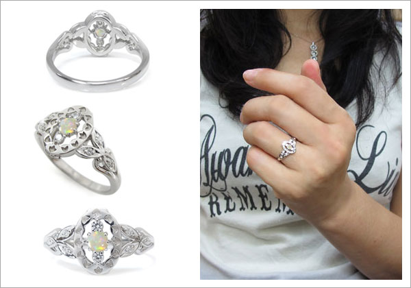 一粒 オパール リング