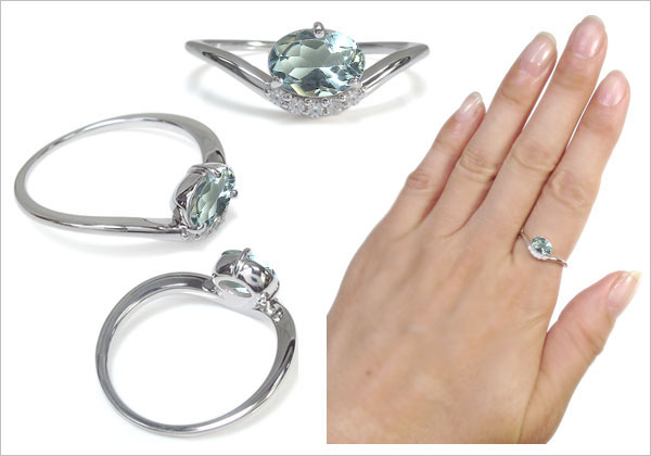 アクアマリン オーバル リング