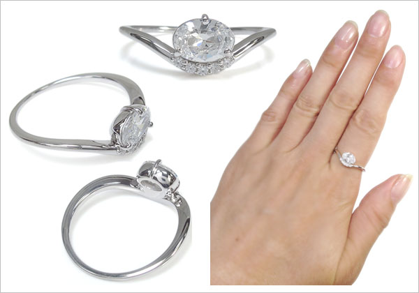 キュービックジルコニア オーバル リング