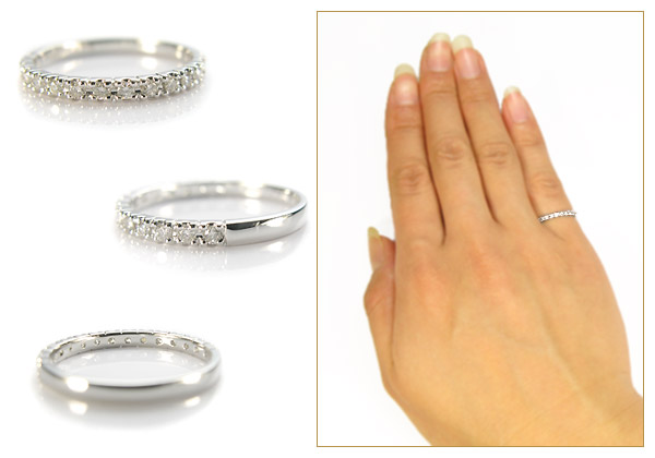 ダイヤモンドリング・プラチナ・ピンキーリング・ハーフエタニティ