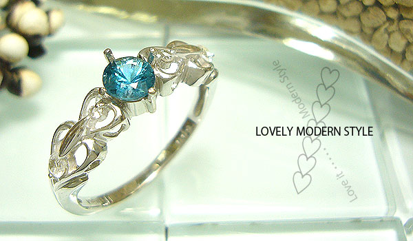 ブルージルコン,可憐なモダンスタイル,リング,指輪