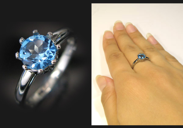 11月の誕生石 ブルートパーズ 王冠 リング