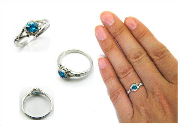 婚約指輪・18金・リング・ブルージルコン・エンゲージリング