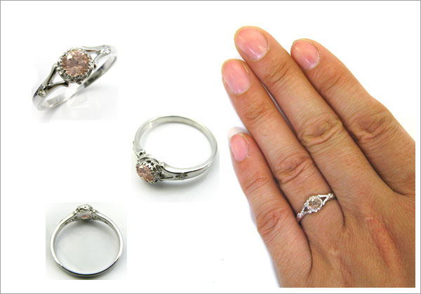 婚約指輪・18金・リング・シャンパンガーネット・エンゲージリング