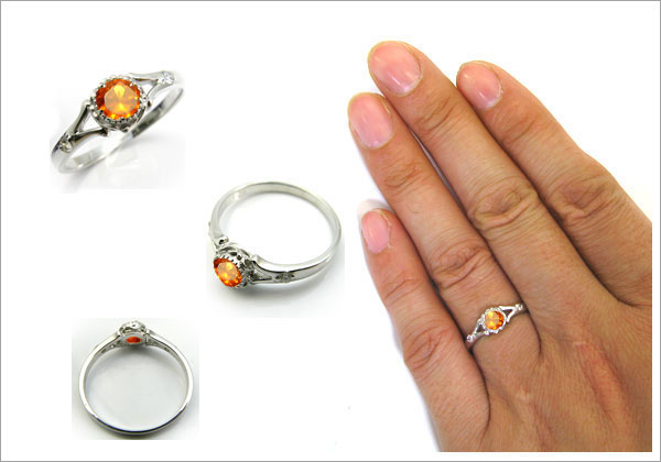 婚約指輪・18金・リング・マンダリンガーネット・エンゲージリング