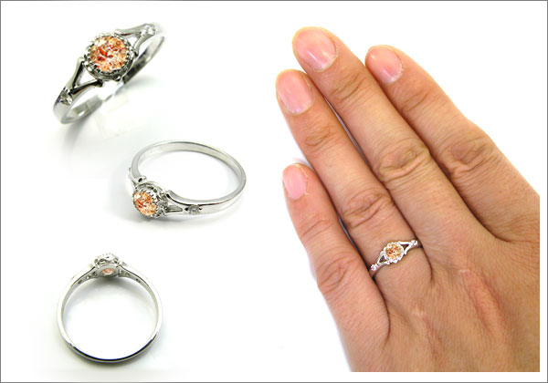 婚約指輪・18金・リング・ストロベリークォーツ・エンゲージリング