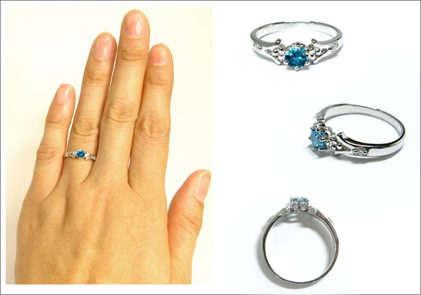 婚約指輪・ブルージルコン・リング・k18・エンゲージリング