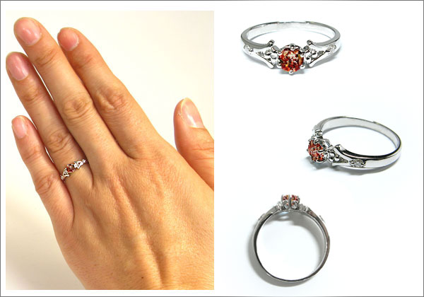 婚約指輪・ストロベリークォーツ・リング・k18・エンゲージリング