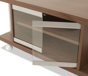 コーナーテレビボード　プッシュ式のガラス扉