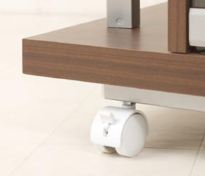 コーナーテレビボード　ストッパー付きのキャスター付き