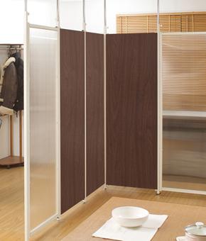 つっぱり式パーテーションボード　ダークブラウン×クリア