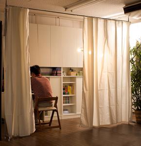 つっぱり式目隠しカーテン 設置イメージ