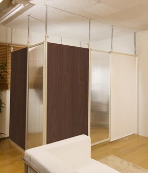 つっぱり式パーテーションボード 幅90cm ダークブラウン×クリア