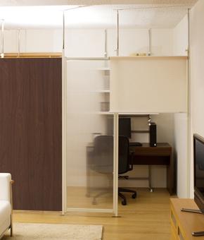 つっぱり式パーテーションボード 幅90cm ダークブラウン×クリア