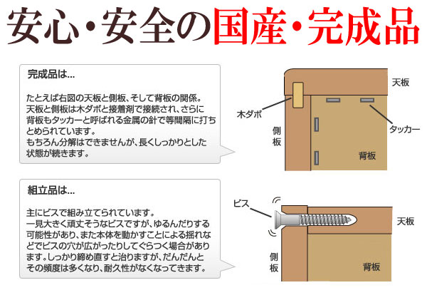 安心・安全の国産・完成品