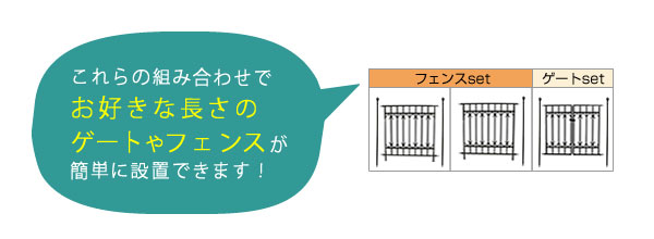 組み合わせでお好きな長さのゲートやフェンスが簡単設置できる