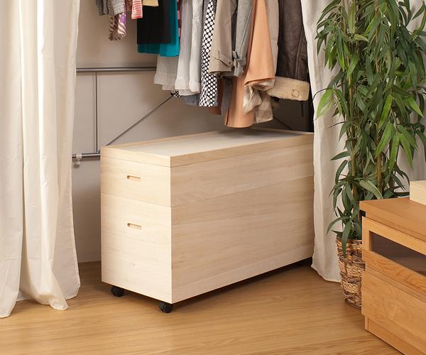 桐衣装箱 2段 高さ61cm（キャスター＆スノコ付き）