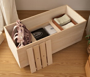 桐衣装箱 2段 高さ61cm（キャスター＆スノコ付き） 収納イメージ