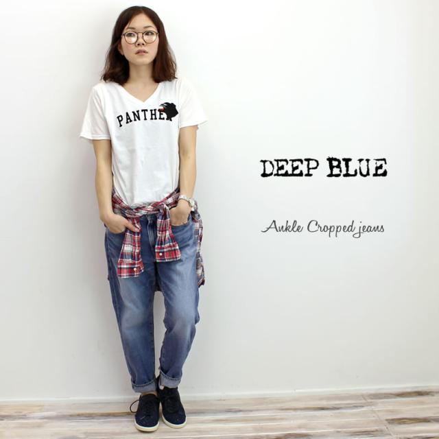 ジーンズ DEEP BLUE ディープブルー デニム ボーイフレンド 9分