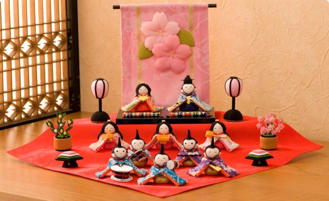贈る結婚祝い 送料無料 コンパクト ちりめん ひな人形 雛人形 小さい ひな祭り龍虎堂 お雛様 十人揃い ミニ花几帳わらべ雛 雛人形 Sutevalle Org