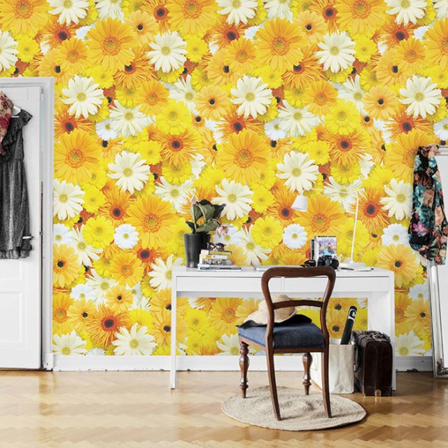 21春夏 日本製 フリースデジタルプリント壁紙 Jebrille Wallpaper F取得品 Flower Gerbera Yellow W92cmxh250cm パネル 貼ってはがせる 超特価激安 クッション ファブリック その他クッション ファブリック Thecharlestoncatgroomer Com