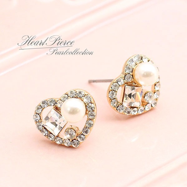 ハートピアス かわいい パール ピアス レディース 小さめ 可愛い