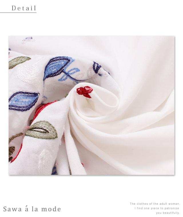 袖リボンが可愛い花刺繍トップス【6月12日8時販売新作】