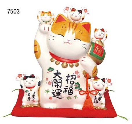 在庫あり 即納 幸福を招く 楽しくお目出度い 縁起の置物 招き猫貯金箱 インテリア雑貨 信頼 Bayounyc Com