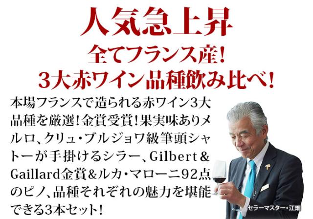 全部フランス産！3大赤ワイン品種飲み比べセット