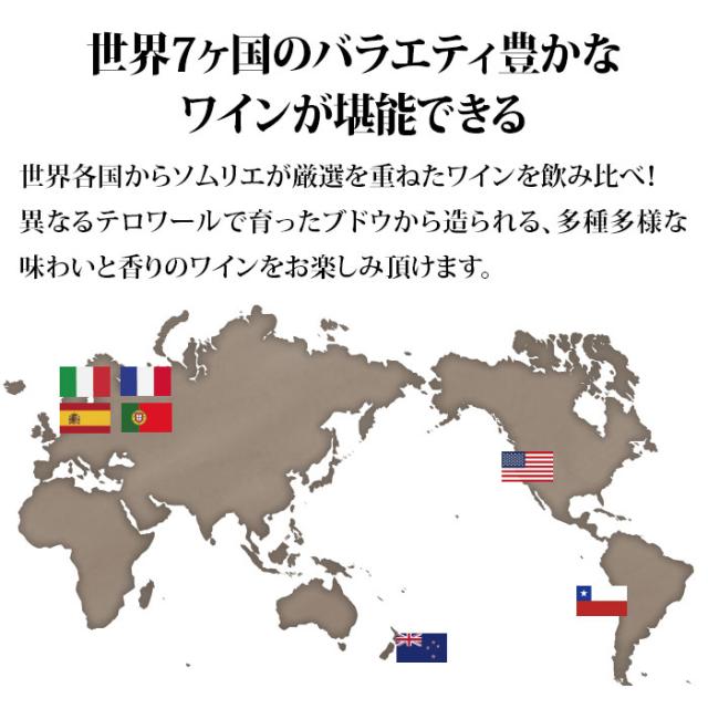 世界７ヵ国のバラエティ豊かなワインが堪能できる