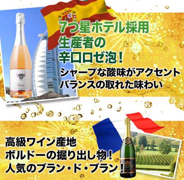 100％フランス産（高級品種）シャルドネ仕様の贅沢ブラン・ド・ブランをはじめ、フランス産ブラン・ド・ブラン、マスターオブワインのスペイン泡など、当店人気の泡5本！
