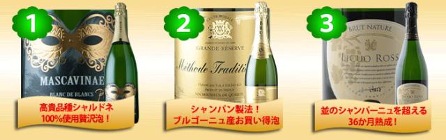 ちょっぴり贅沢な高級スパークリングワイン3本セット
