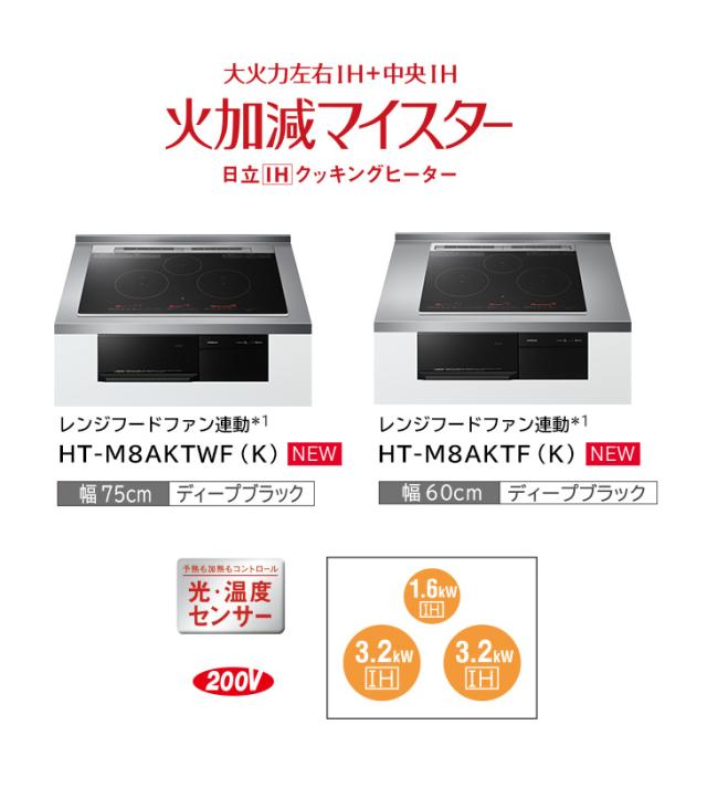 HITACHI 日立 HT-M8AKTF(K) ビルトイン3口IH M8ATシリーズ【60cm