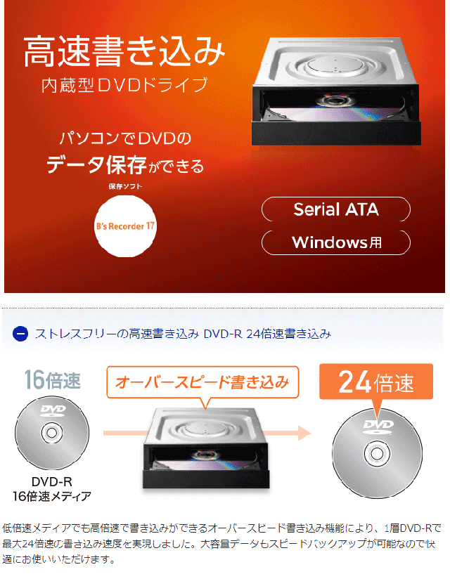 IOデータ Serial ATA 内蔵DVDドライブ DVR-S24Q : アイ・オー・データ IODATA 内蔵DVDドライブ M-DISC対応 Serial ATA Windows11対応  ソフト添付 DVR-S24Q : パソコン・周辺機器
