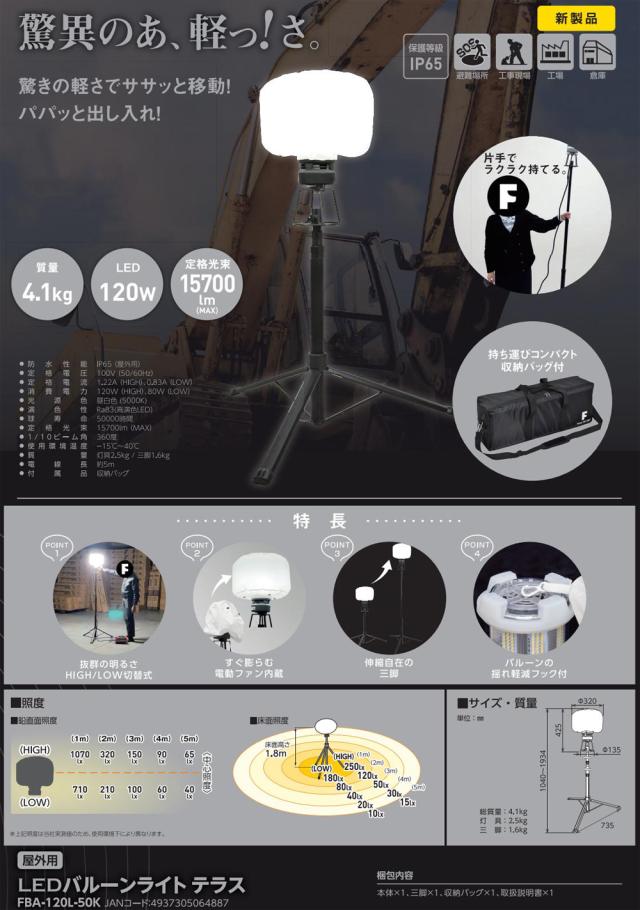 NICHIDO 日動工業 FBA-120L-50K LEDバルーンライト テラス 防水 LED 