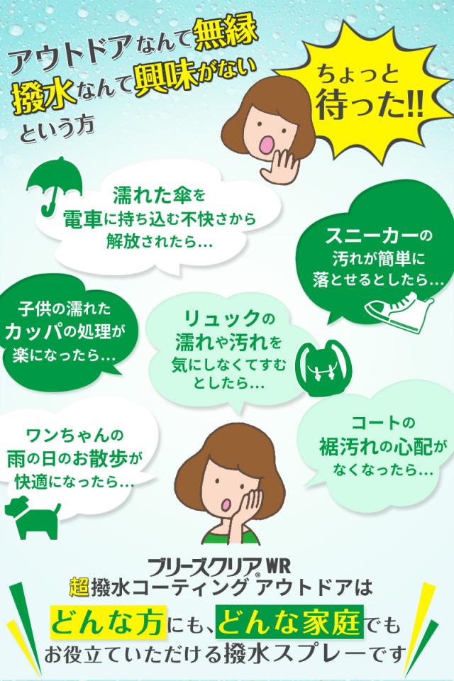 ブリーズクリアWR　超撥水コーティング　アウトドア