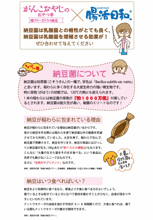 がんこおやじのおやつ亭　フリーズドライ極納豆に腸活日和